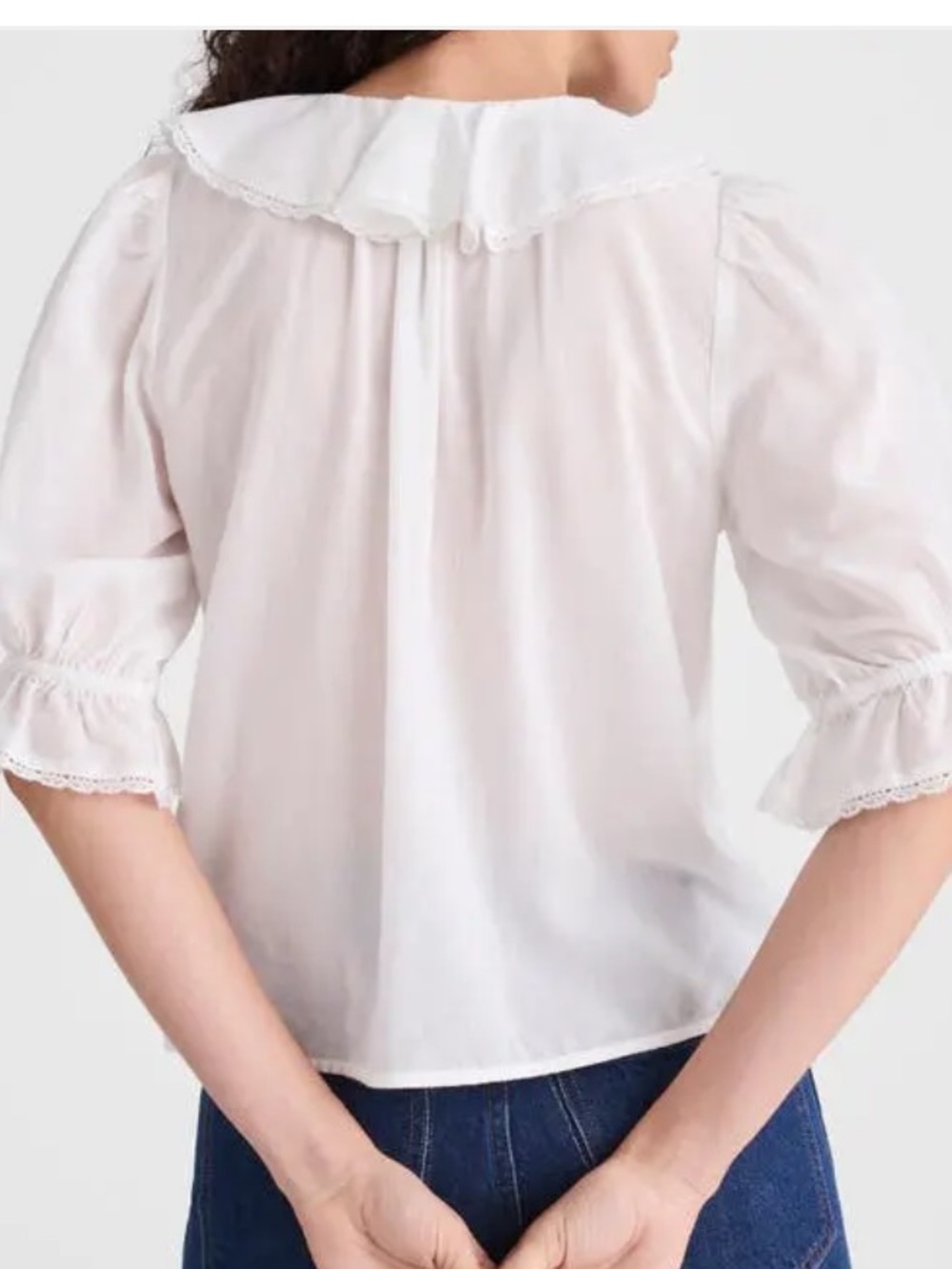 Madewell ruffle puff sleeved top - Picture 2 of 8